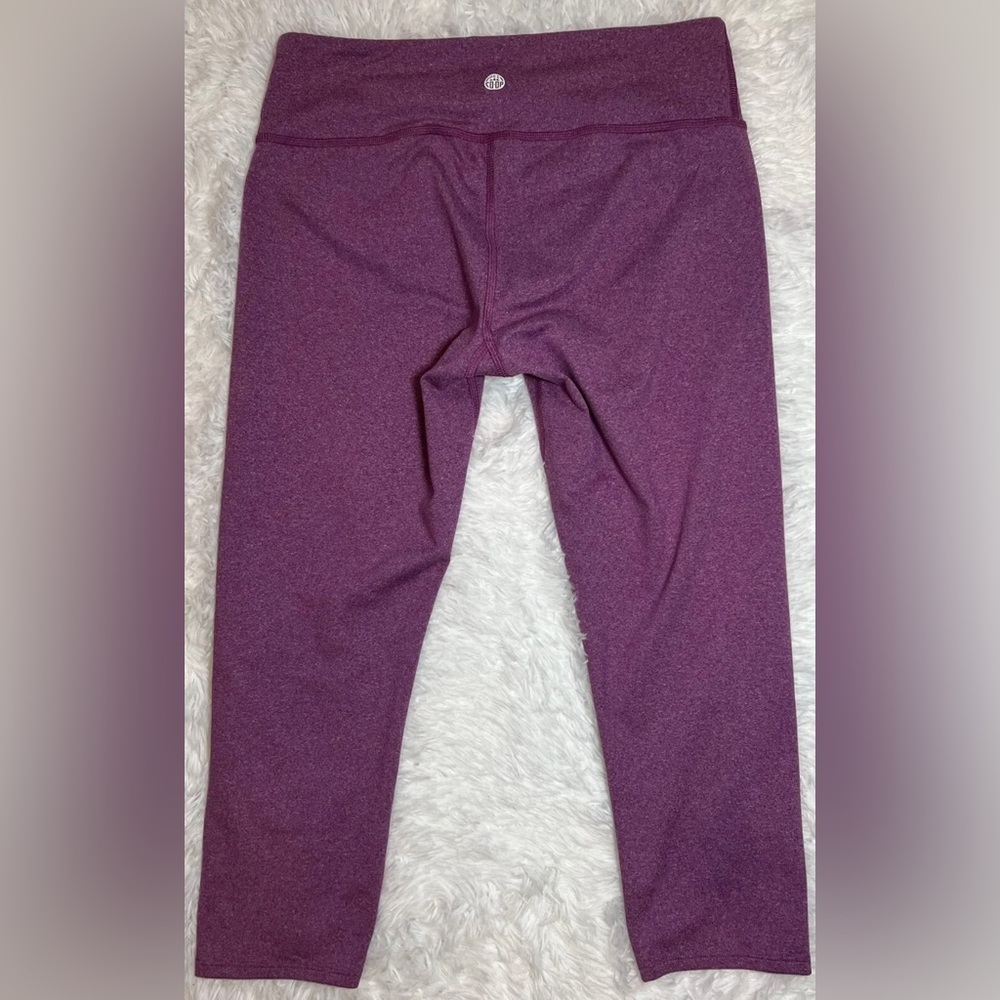 REI Basic Purple Capri Leggings Pants Yoga Workout Wide Waist Womens